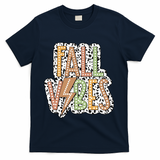Fall Vibes Retro Autumn Patterns T-Shirt - Navy