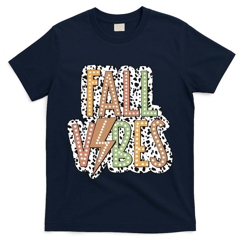 Fall Vibes Retro Autumn Patterns T-Shirt - Navy