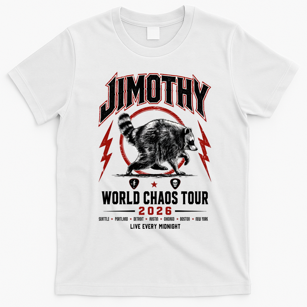 Funny Vintage Rock Tour Jimothy World Chaos Tour 2026 T-Shirt - White