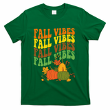 Fall Vibes Season Retro Pumpkin T-Shirt - Green