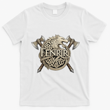 Fenrir Viking Wolf Norse Knotwork Mythology  T-Shirt - White