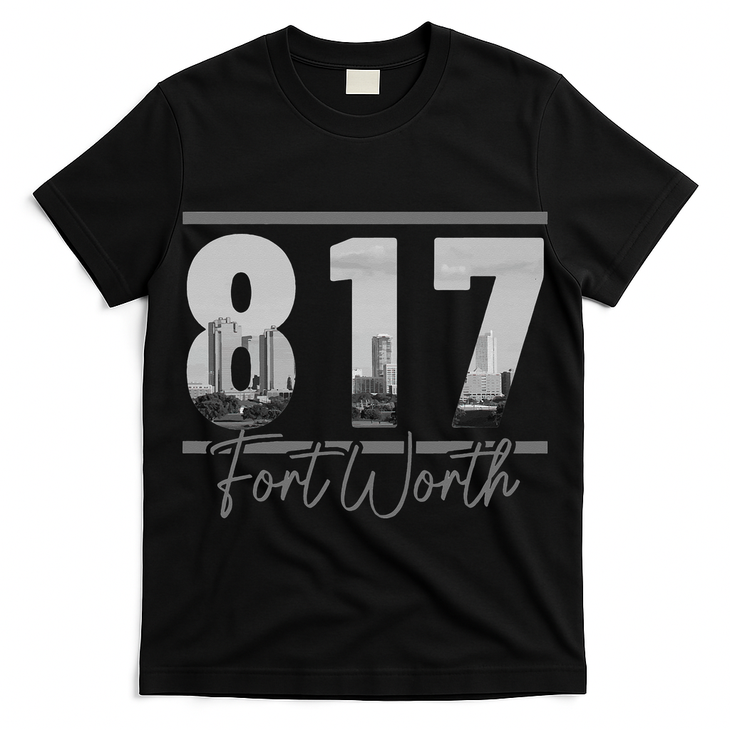 Fort Worth 817 Area Code Skyline Texas Pride Vintage T-Shirt
