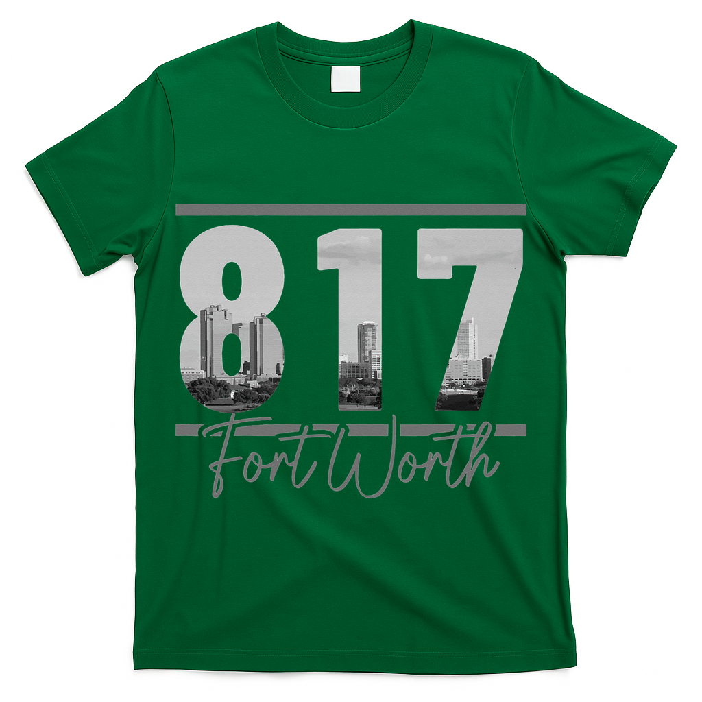 Fort Worth 817 Area Code Skyline Texas Pride Vintage T-Shirt