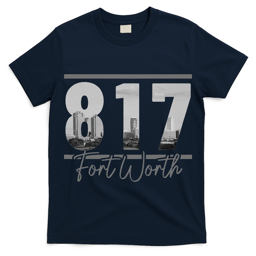 Fort Worth 817 Area Code Skyline Texas Pride Vintage T-Shirt