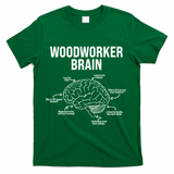 Funny Woodworker's Brain Diagram T-Shirt - Green