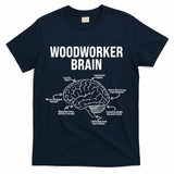 Funny Woodworker's Brain Diagram T-Shirt - Navy