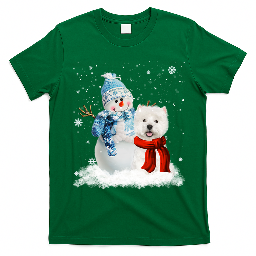 Funny Westie Dog Christmas Snow Christmas Pajama Gift T-Shirt - Irish Green