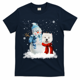 Funny Westie Dog Christmas Snow Christmas Pajama Gift T-Shirt - Navy Blue