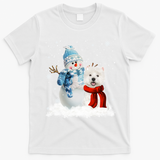 Funny Westie Dog Christmas Snow Christmas Pajama Gift T-Shirt - White
