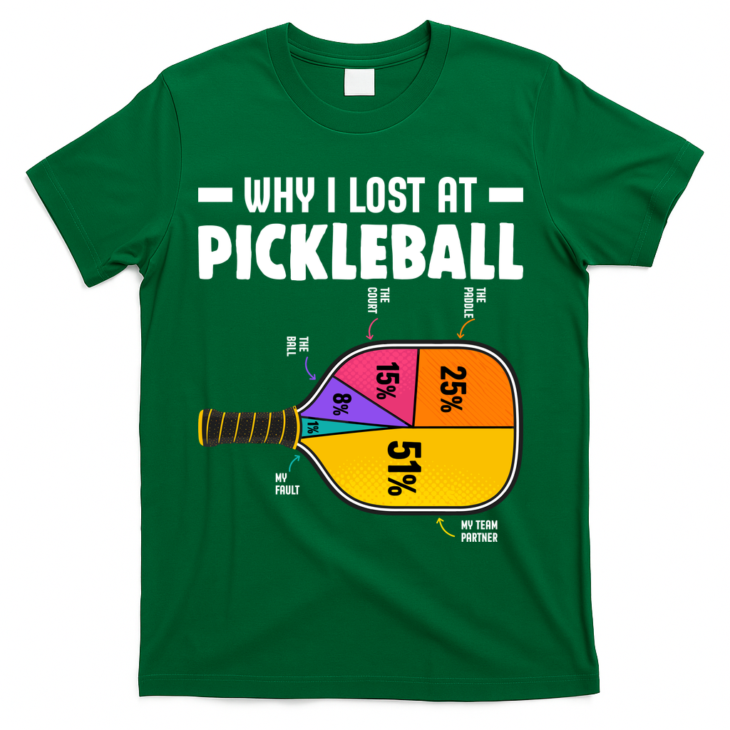 Funny Why I Lost At Pickleball T-Shirt - Green