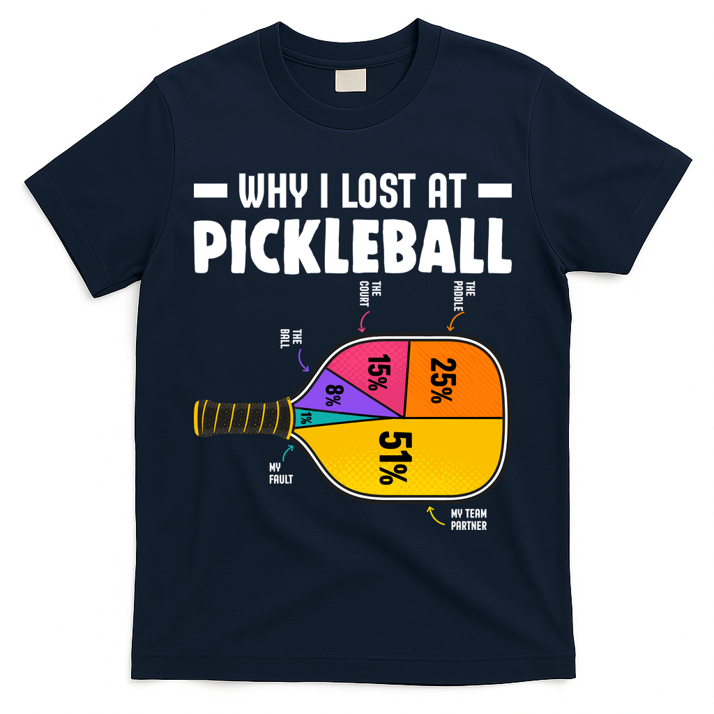 Funny Why I Lost At Pickleball T-Shirt - Navy