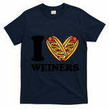 Funny Wiener I Love Weiners Hotdogs Frank Sausage Bun Gifts For Owners T-Shirt - Navy Blue
