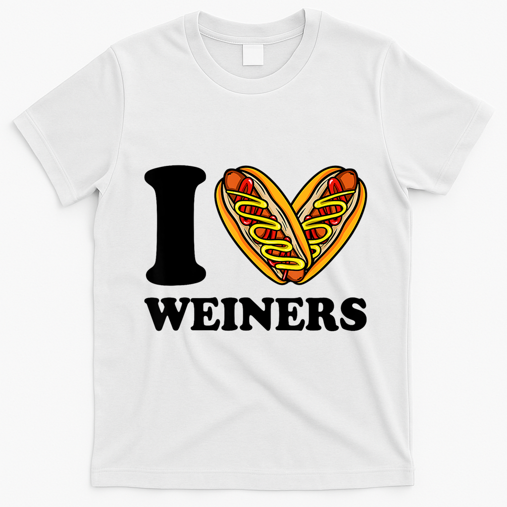 Funny Wiener I Love Weiners Hotdogs Frank Sausage Bun Gifts For Owners T-Shirt - White