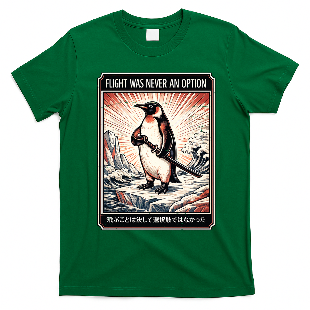 Flight Was Never An Option Funny Peguin Meme T-Shirt - Irish Green