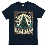 Funny Witches Summoning The Holiday Spirit Spooky Christmas T-Shirt - Navy Blue