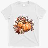 Fall Women Vintage Pumpkin Autumn Graphic Thanksgiving T-Shirt - White