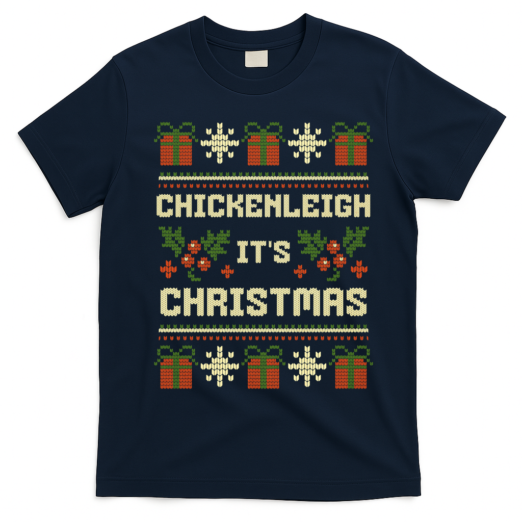Funny Xmas Chickenleigh Its Sweater Ugly Christmas Gift T-Shirt - Navy Blue