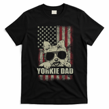 Funny Yorkie Dad American Flag Dog Daddy Fathers Day Tee T-Shirt - Black