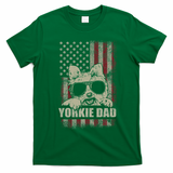 Funny Yorkie Dad American Flag Dog Daddy Fathers Day Tee T-Shirt - Irish Green