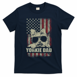 Funny Yorkie Dad American Flag Dog Daddy Fathers Day Tee T-Shirt - Navy Blue