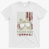 Funny Yorkie Dad American Flag Dog Daddy Fathers Day Tee T-Shirt - White