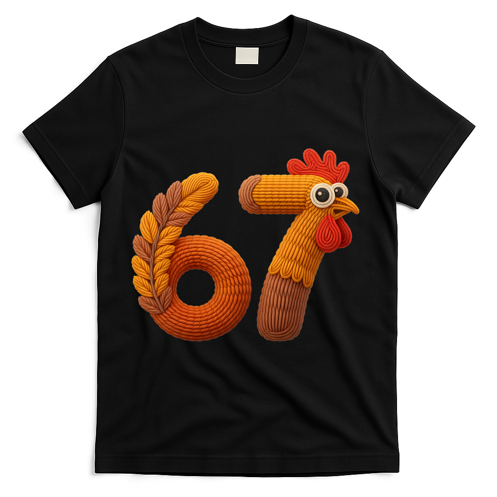 Faux Yarn Thanksgiving 67 Meme Sixty Seven T-Shirt - Black