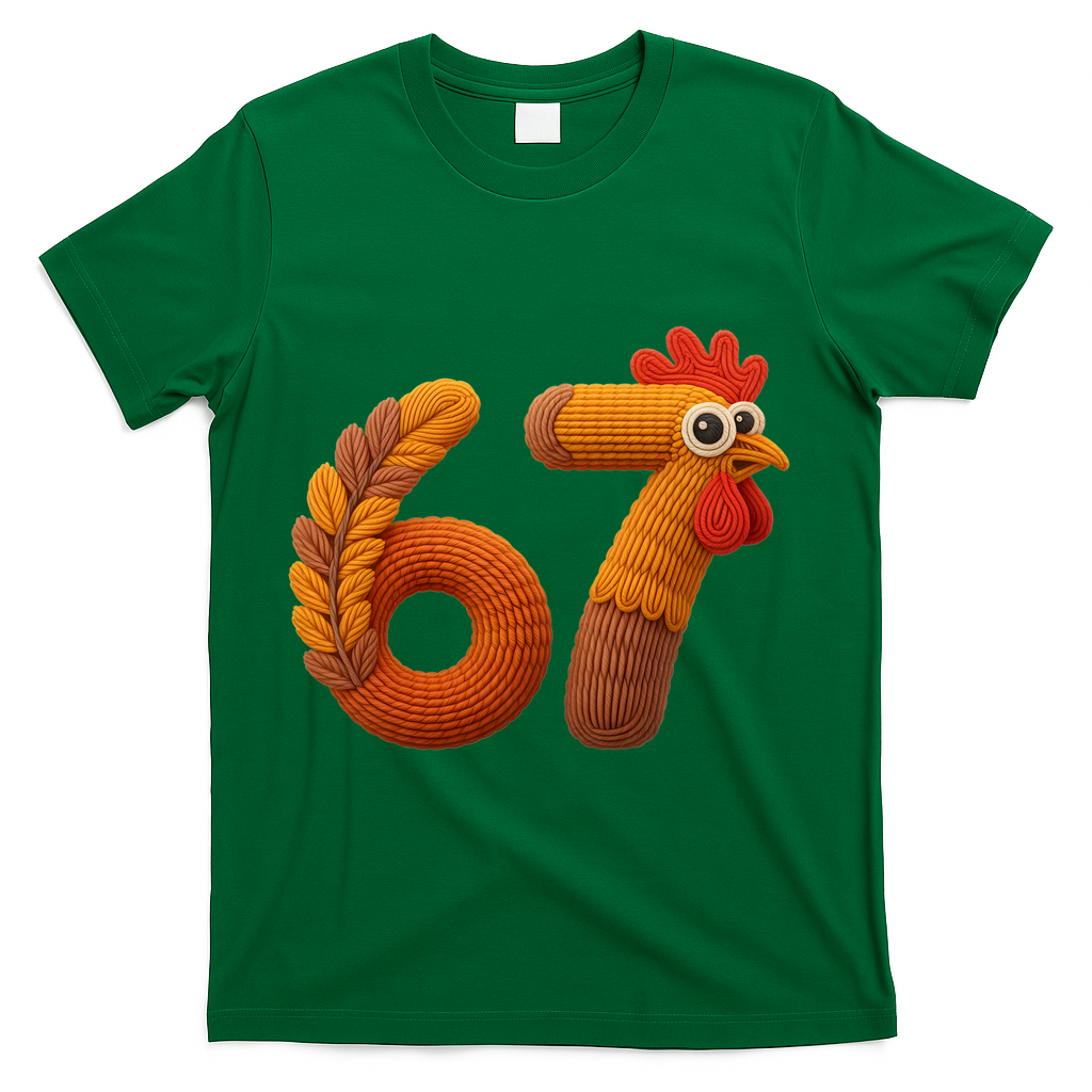 Faux Yarn Thanksgiving 67 Meme Sixty Seven T-Shirt - Green