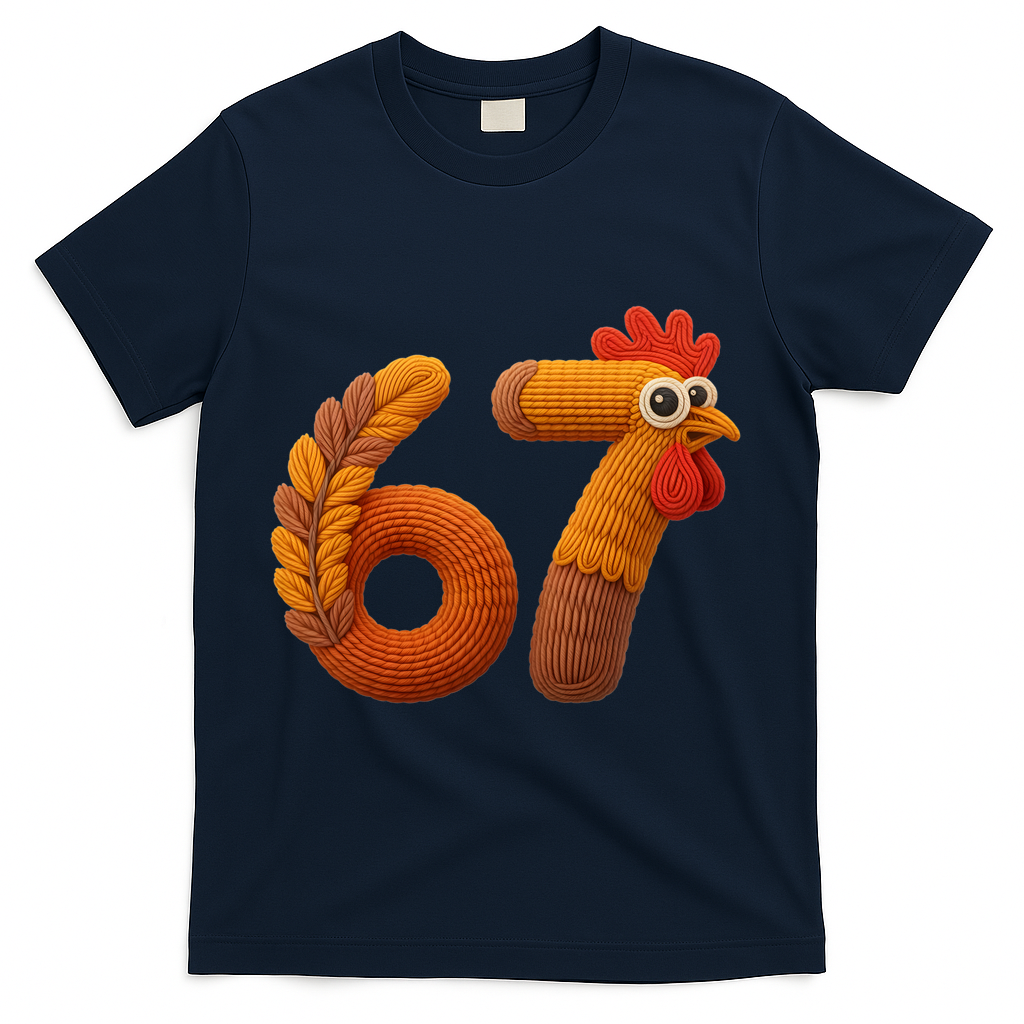 Faux Yarn Thanksgiving 67 Meme Sixty Seven T-Shirt - Navy