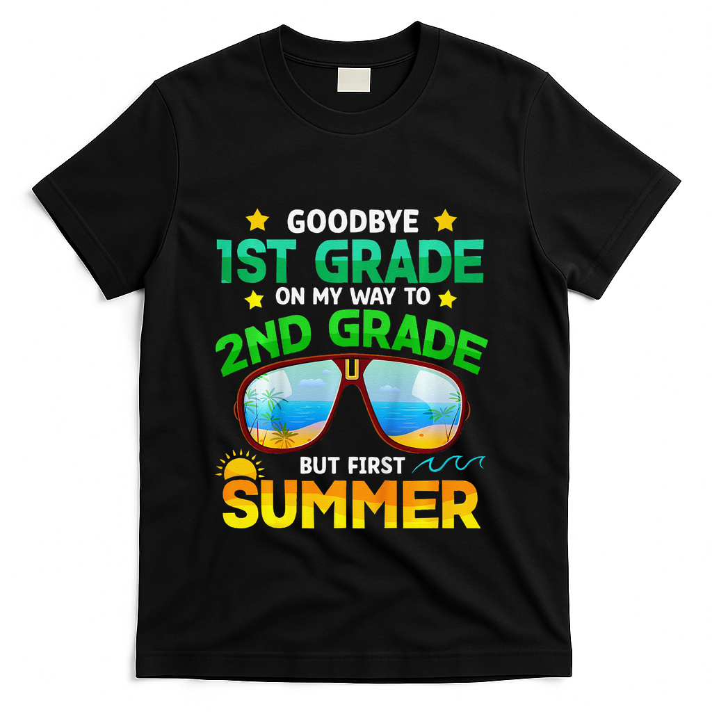 Goodbye 1st Grade Way To 2nd Grade First Summer Graduation T-Shirt - Black