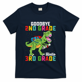 Goodbye 2nd Grade Hello 3rd Grade T Rex Last Day Of School T-Shirt - Navy