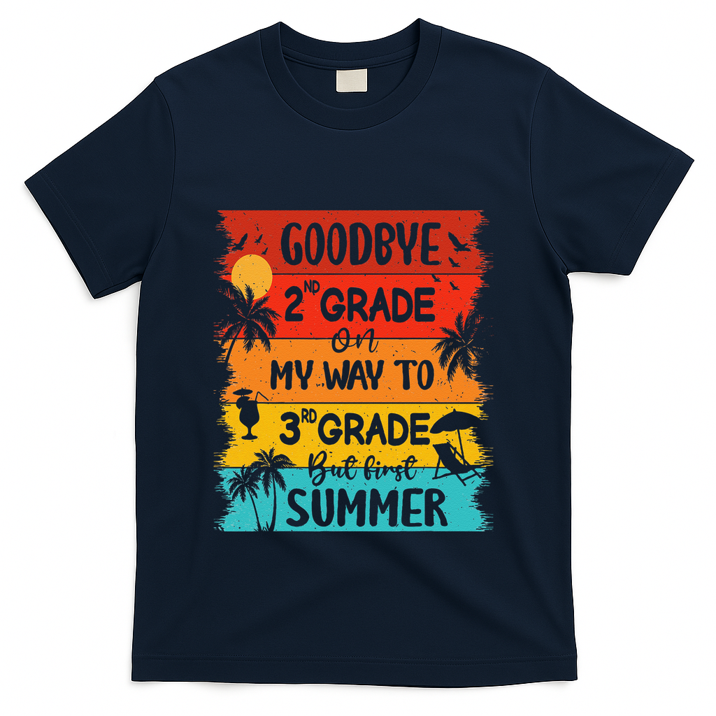 Goodbye 2nd Grade Hello Summer Last Day Of School Graduation T-Shirt - Navy