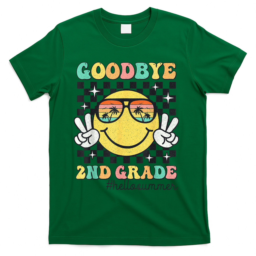 Goodbye 2nd Grade Hello Summer Last Day Of School Student  T-Shirt - Green