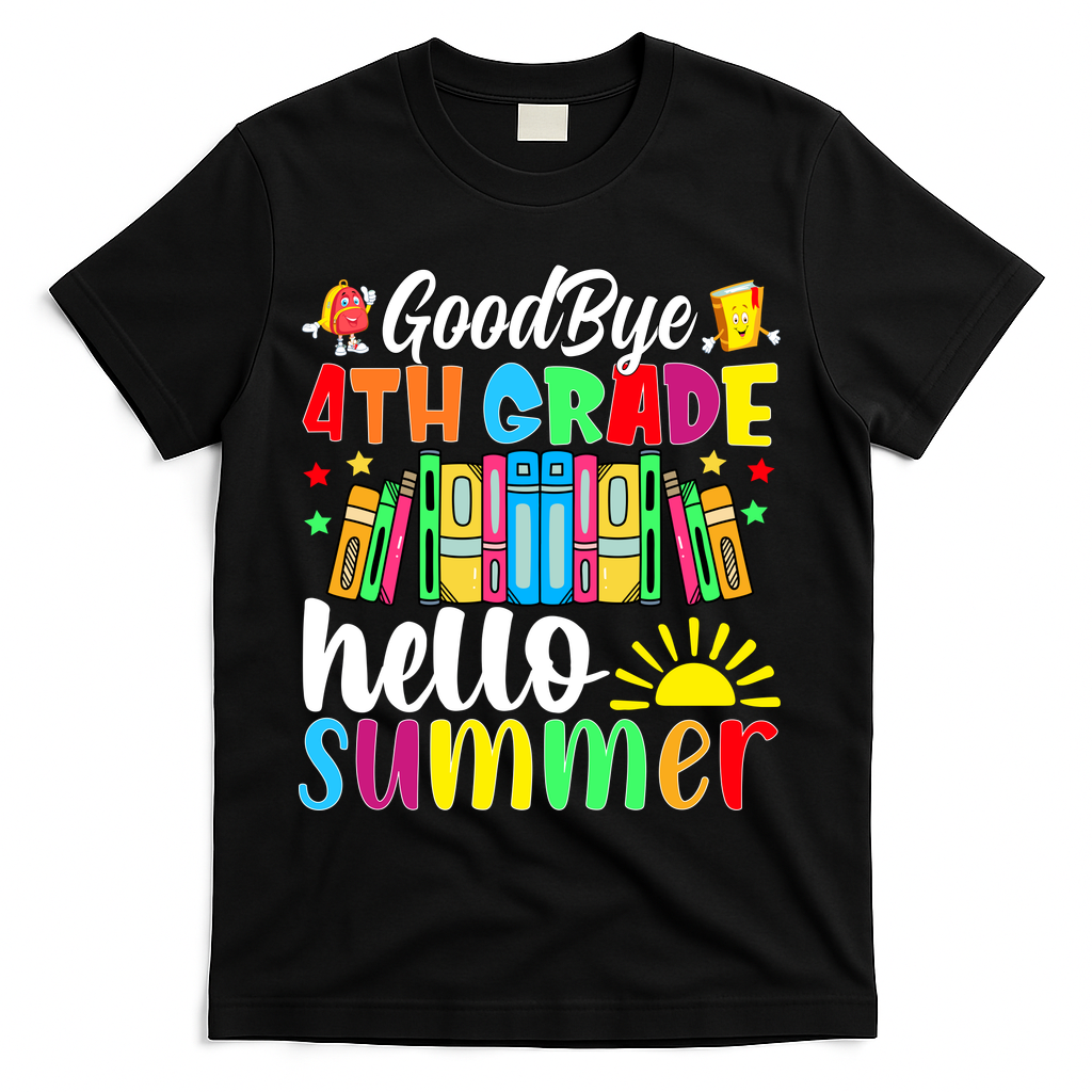Goodbye 4th Grade Hello Summer Last Day Of School T-Shirt - Black