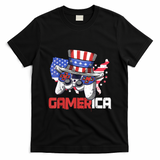 Gamer 4th Of July Boy Men Controller USA Flag T-Shirt