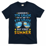 Goodbye 7th Grade Graduation To 8th Grade Hello Summer T-Shirt - Navy