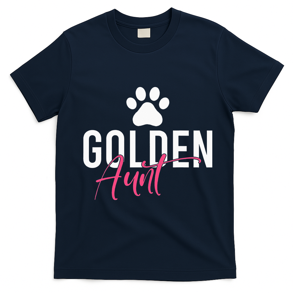 Golden Aunt Golden Retriever Aunt T-Shirt - Navy Blue