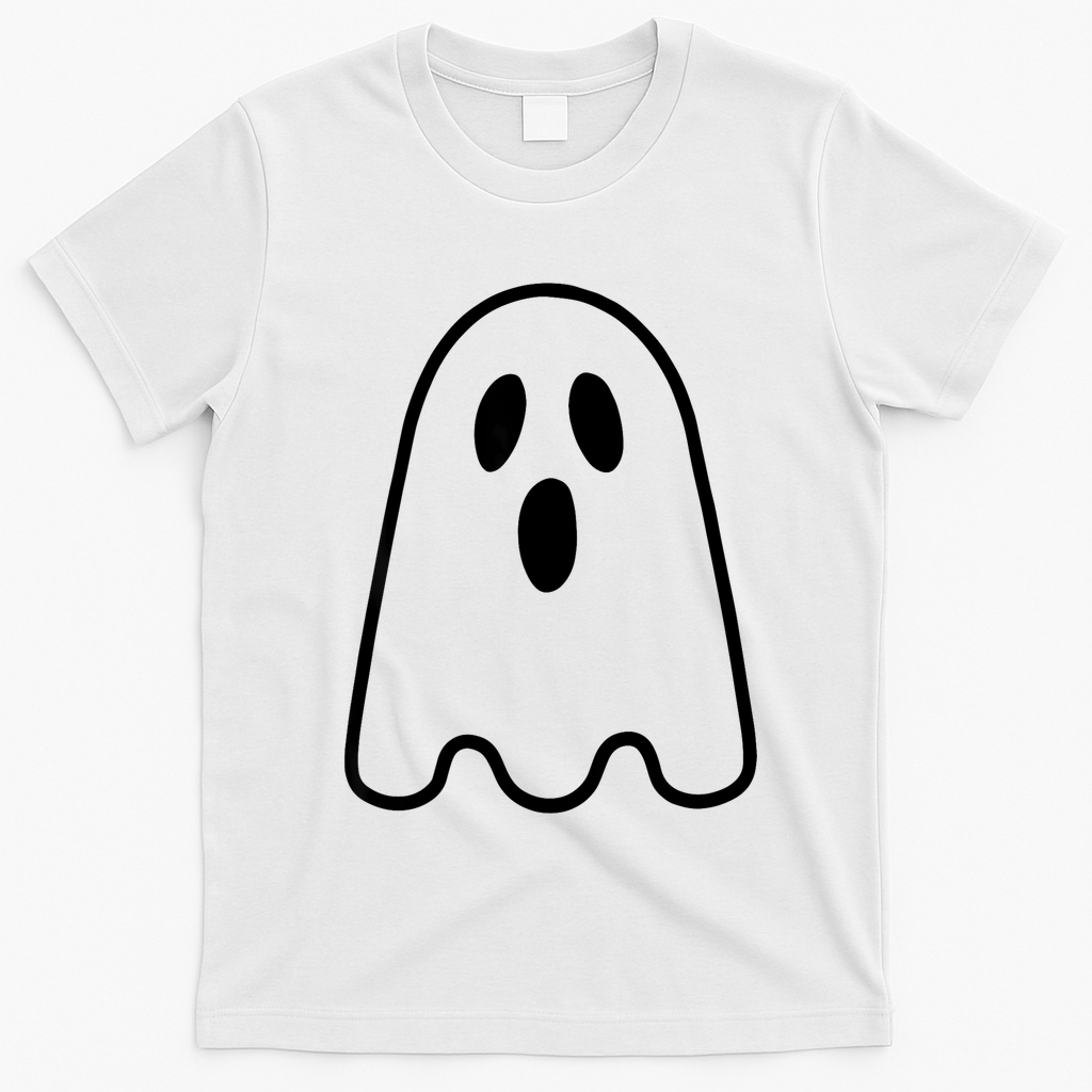 Ghost Adult Women Silly Ghost Face Costume T-Shirt - White