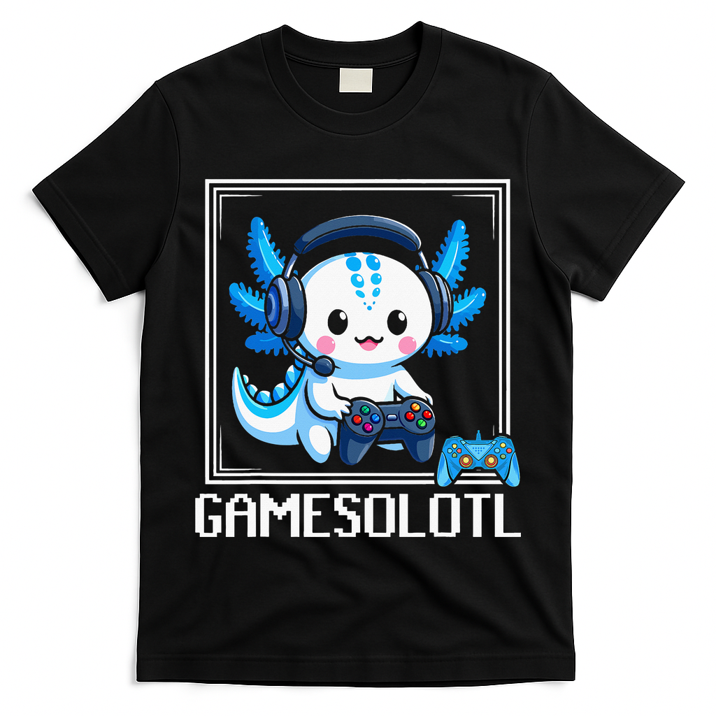 Gamesolotl Blue Axolotl Gaming Video Game T-Shirt