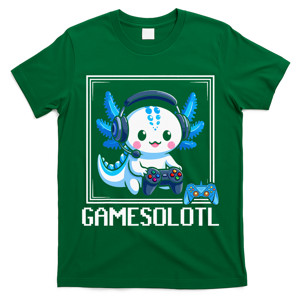Gamesolotl Blue Axolotl Gaming Video Game T-Shirt