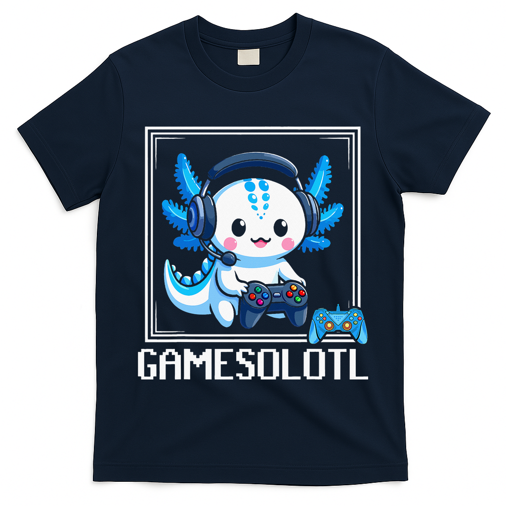 Gamesolotl Blue Axolotl Gaming Video Game T-Shirt