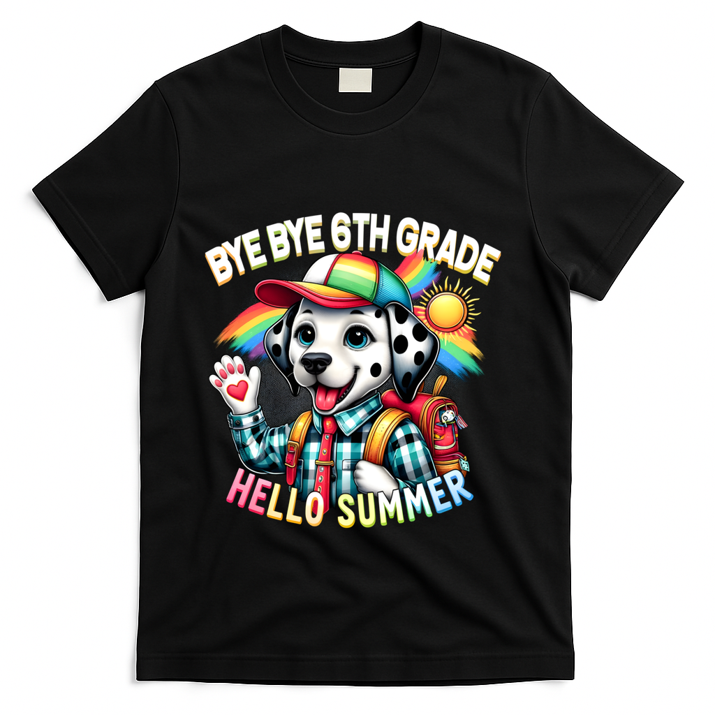 Graduation Bye Bye 6th Grade Hello 7th Grade Hello Summer Gift T-Shirt - Black