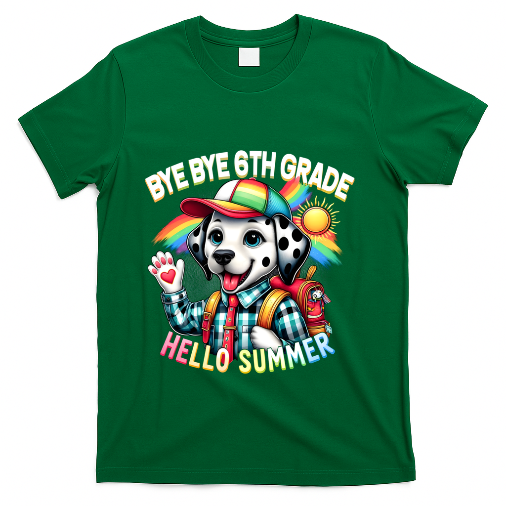 Graduation Bye Bye 6th Grade Hello 7th Grade Hello Summer Gift T-Shirt - Green