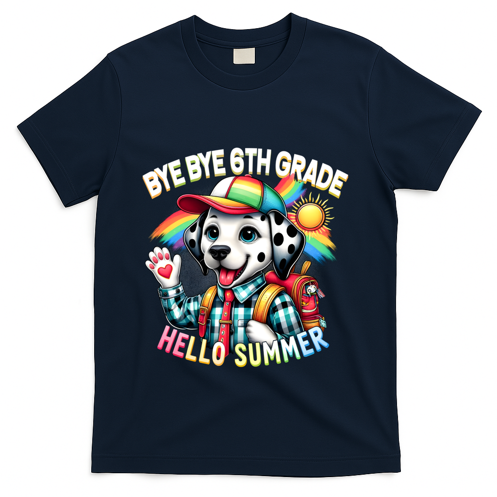 Graduation Bye Bye 6th Grade Hello 7th Grade Hello Summer Gift T-Shirt - Navy