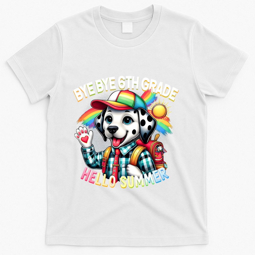 Graduation Bye Bye 6th Grade Hello 7th Grade Hello Summer Gift T-Shirt - White