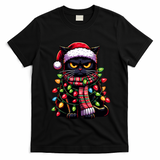 Grumpy Black Cat Meowy Xmas Christmas Outfit Cat Dad Cat Mom Meaningful Gift T-Shirt - Black