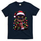 Grumpy Black Cat Meowy Xmas Christmas Outfit Cat Dad Cat Mom Meaningful Gift T-Shirt - Navy Blue