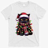 Grumpy Black Cat Meowy Xmas Christmas Outfit Cat Dad Cat Mom Meaningful Gift T-Shirt - White