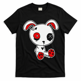 Goth Bunny Doll Lazy Halloween Costume Scary Creepy Gothic T-Shirt - Black