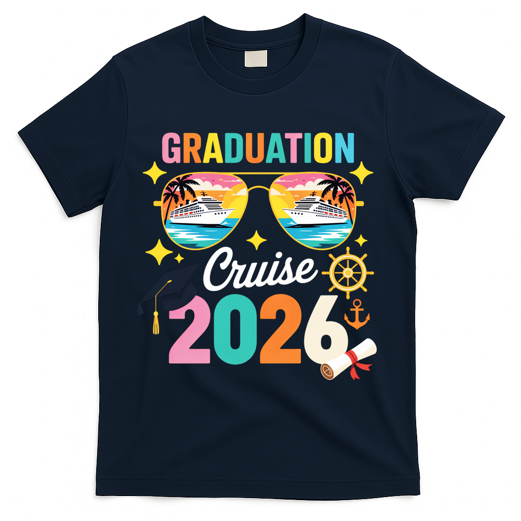 Graduation Cruise 2026 Senior Trip T-Shirt - Navy