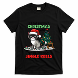 Grumpy Christmas Cat Christmas Jingle Bells Holiday Gift T-Shirt - Black